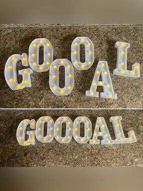 GOAL Soccer Light Up Battery Operated Letters Party FIFA White
